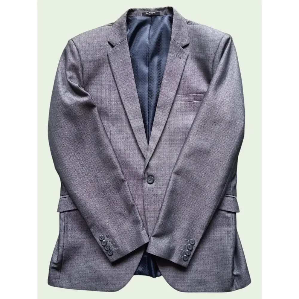 Dan-Hol Slim Fit Gray 2 Piece Suit Mens L 34x30 One Button Career Wedding